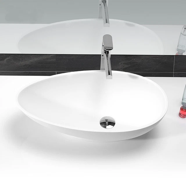 BATHROOM VANITY WASH Basin Cloackroom Stone Resin Sink Countertop White